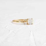 Cushion Cut Vintage Colorless Moissanite Wedding Ring