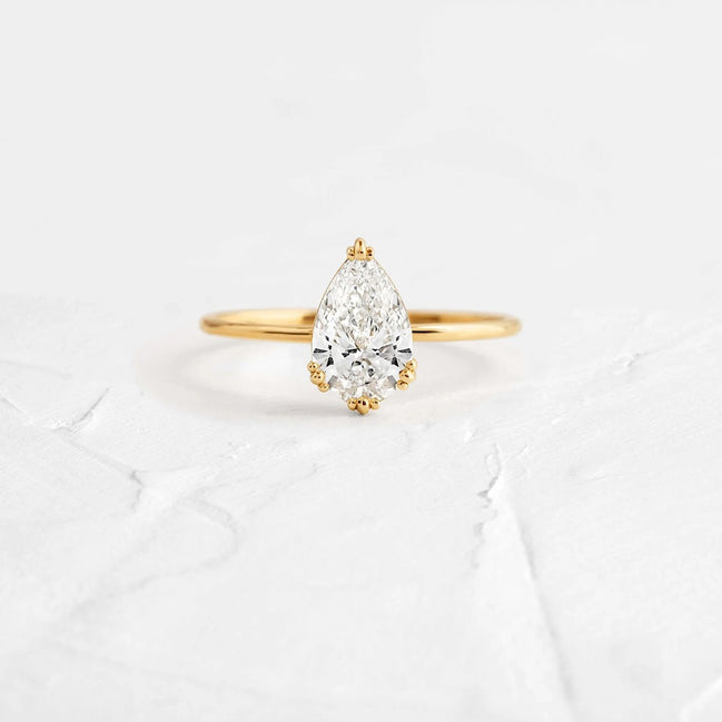D Color Solitaire Pear Cut Moissanite Ring Gift For Her