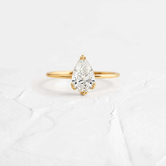 D Color Solitaire Pear Cut Moissanite Ring Gift For Her