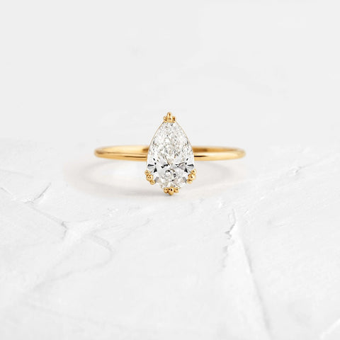 D Color Solitaire Pear Cut Moissanite Ring Gift For Her