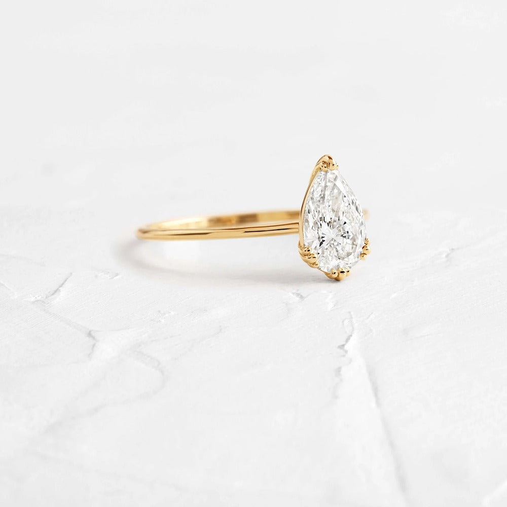 D Color Solitaire Pear Cut Moissanite Ring Gift For Her