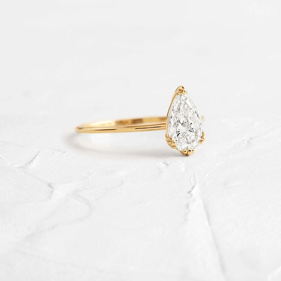 D Color Solitaire Pear Cut Moissanite Ring Gift For Her