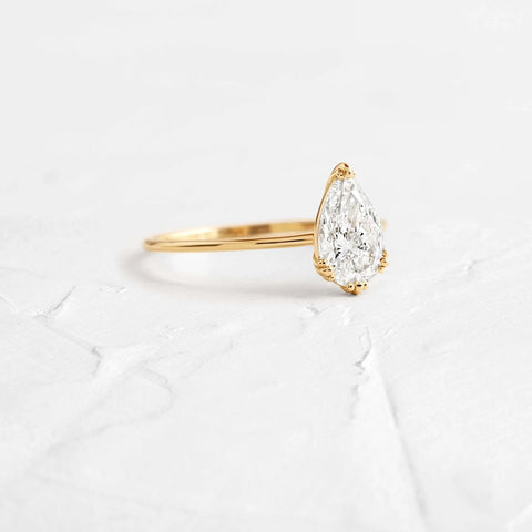 D Color Solitaire Pear Cut Moissanite Ring Gift For Her