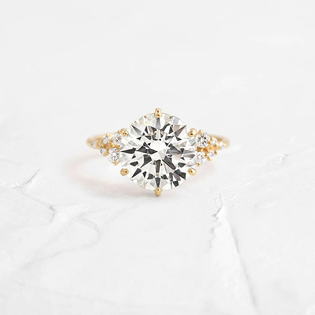 Round Cut Unique Moissanite Engagement Ring