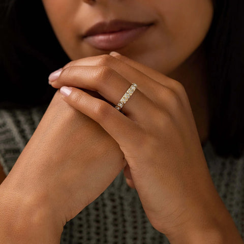 Round Cut Moissanite Full Eternity Wedding Band For Women
