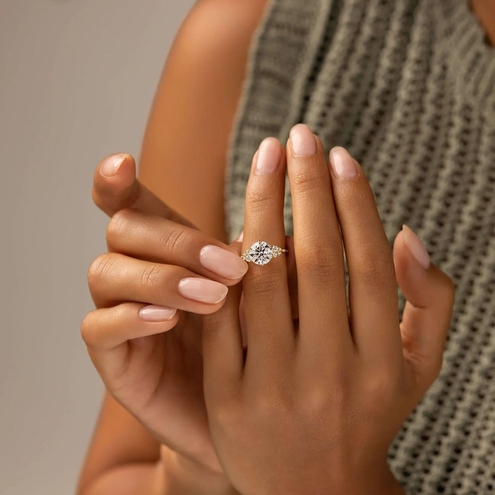 Round Cut Unique Moissanite Engagement Ring