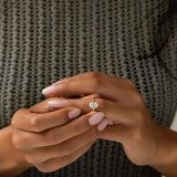 Oval Cut Pave Set Moissanite Engagement Ring