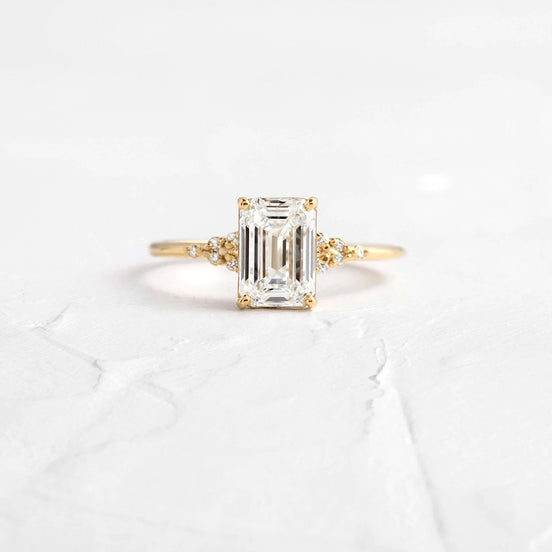 Emerald Cut Vintage Moissanite Engagement Ring