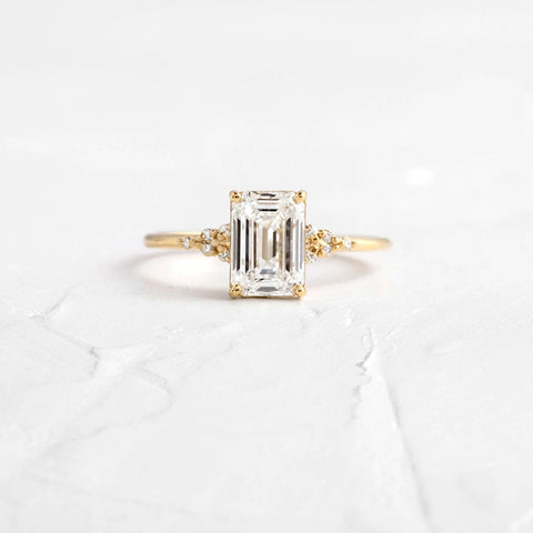 Emerald Cut Vintage Moissanite Engagement Ring