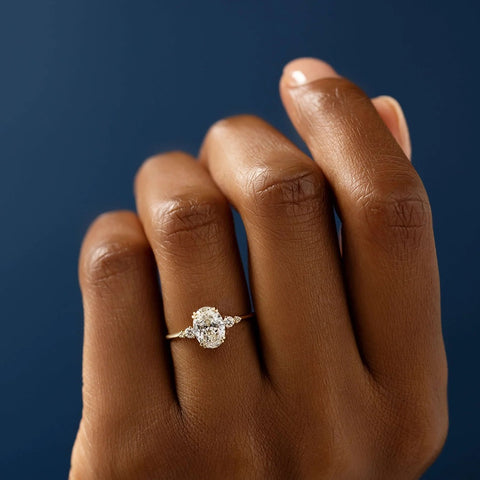 Oval Cut Five Stone Moissanite Engagement Ring