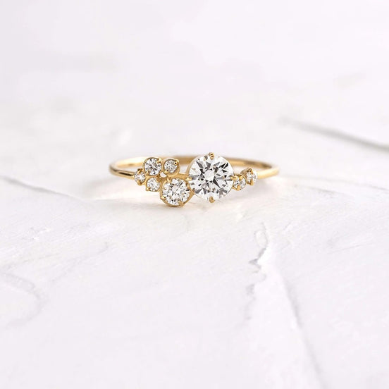 Round Cut Unique Moissanite Engagement Ring