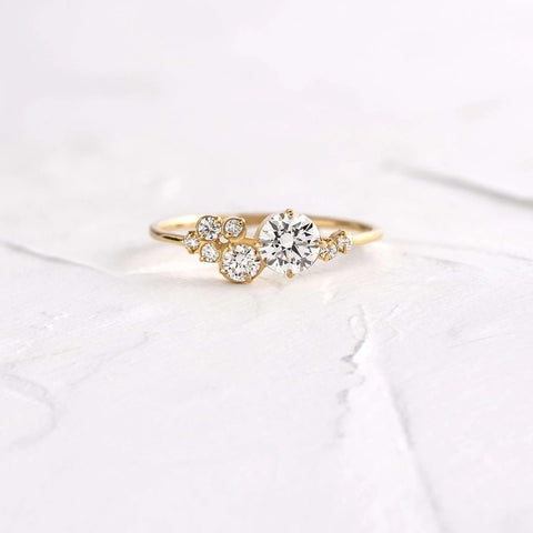 Round Cut Unique Moissanite Engagement Ring