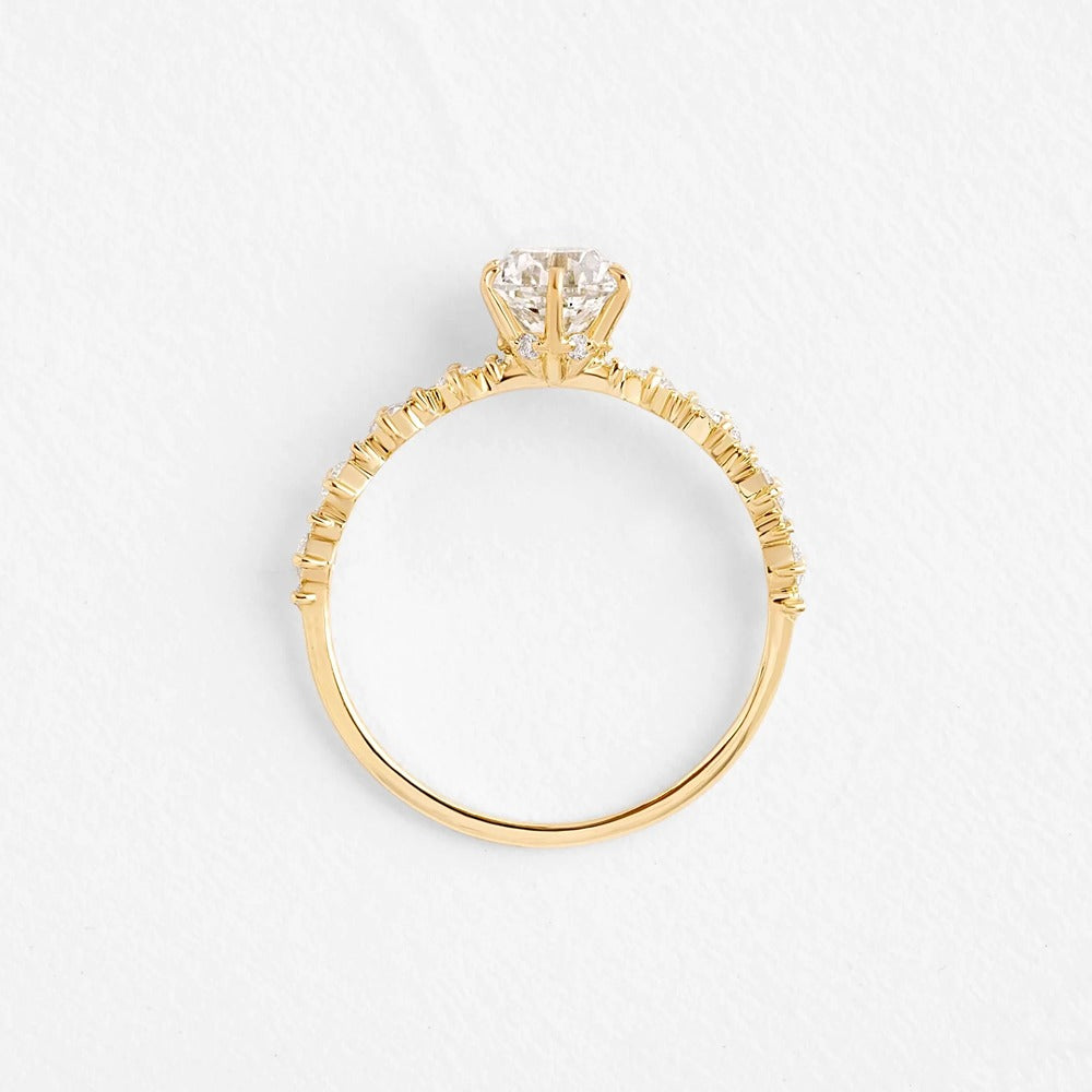 Round Cut Moissanite Hidden Accent Engagement Ring