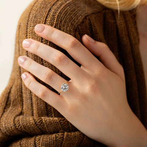 Round Cut Vintage Moissanite Engagement Wedding Ring
