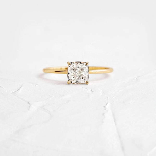Cushion Cut Solitaire Moissanite Engagement Ring