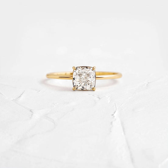 Cushion Cut Solitaire Moissanite Engagement Ring