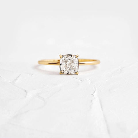 Cushion Cut Solitaire Moissanite Engagement Ring