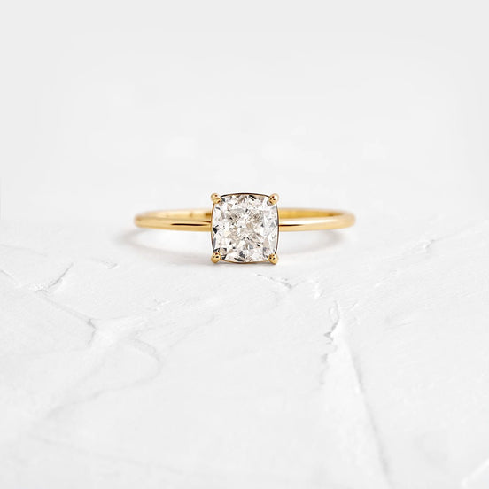 Moissanite Cushion Cut Solitaire Engagement Ring