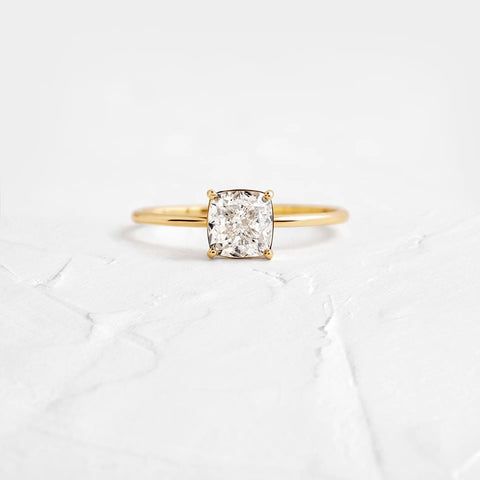 Moissanite Cushion Cut Solitaire Engagement Ring