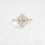 Oval Cut Vintage Halo Moissanite Engagement Wedding Ring