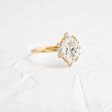 Oval Cut Vintage Halo Moissanite Engagement Wedding Ring