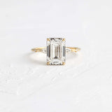 Emerald Cut Vintage Moissanite Engagement Ring