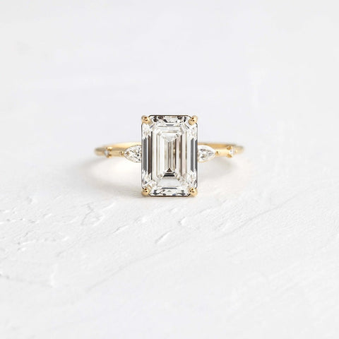 Emerald Cut Vintage Moissanite Engagement Ring