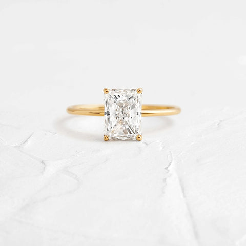 Radiant Cut Solitaire Moissanite Engagement Ring