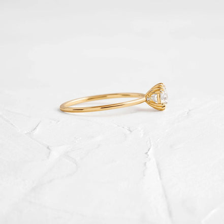 Moissanite Round Cut Hidden Accent Proposal Ring
