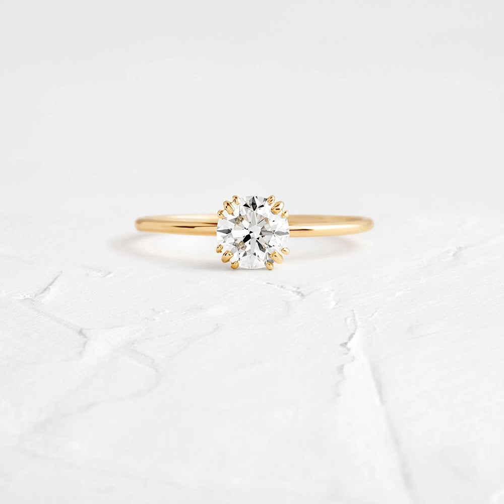 Moissanite Round Cut Hidden Accent Proposal Ring