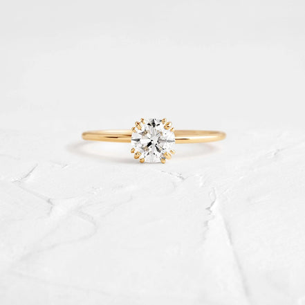Moissanite Round Cut Hidden Accent Proposal Ring