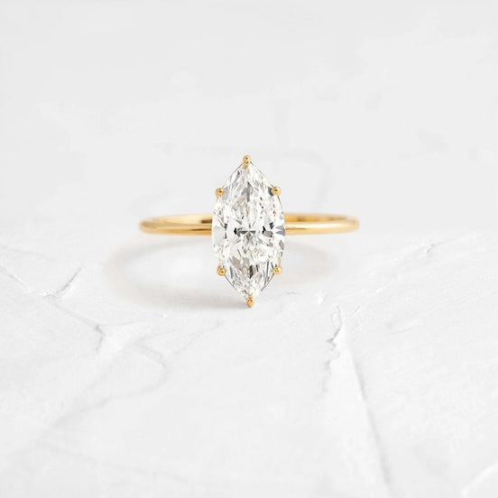 Marquise Cut Solitaire Moissanite Engagement Ring
