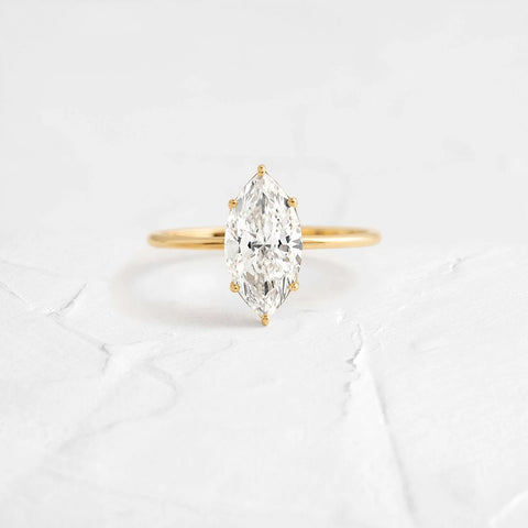 Marquise Cut Solitaire Moissanite Engagement Ring