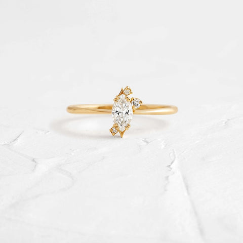 Moissanite Marquise Cut Cluster Style Wedding Ring