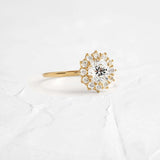 Round Cut Floral Halo Moissanite Engagement Ring