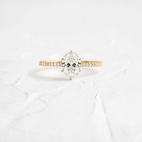 Oval Cut Pave Set Moissanite Engagement Ring