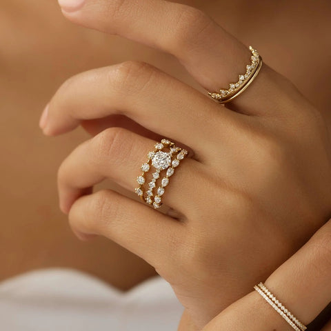 Round Cut Moissanite Hidden Accent Engagement Ring