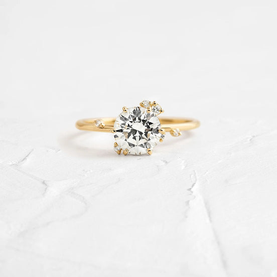 Moissanite Cluster Round Brilliant Cut Wedding Proposal Ring