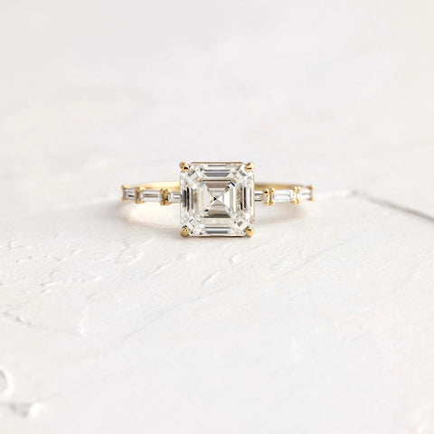 Asscher Cut Moissanite VVS1 Vintage Wedding Ring