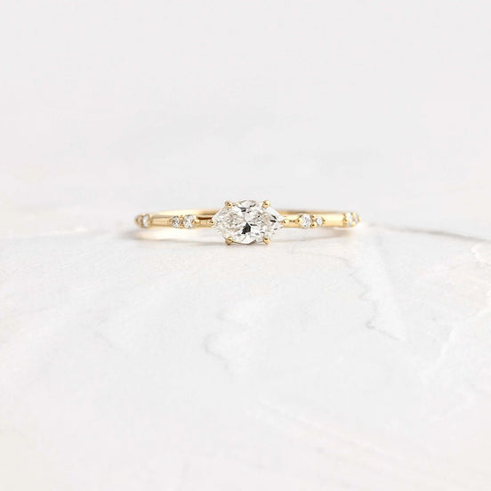 Moissanite Marquise Cut Cluster Proposal Ring