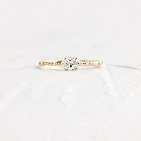 Moissanite Marquise Cut Cluster Proposal Ring