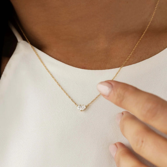 Tow Stone Moissanite Pear Cut Pendant For Women
