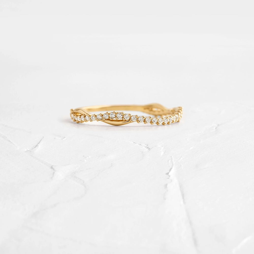 Moissanite Round Cut Curved Half Eternity Wedding Band