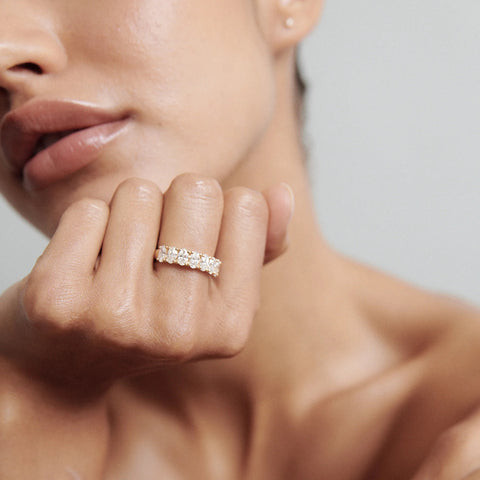 Seven Stone Moissnaite Oval Cut Wedding Band For Women
