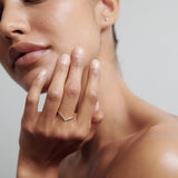 Chevron Style Moissnaite Round Cut Wedding Band
