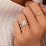 Round Cut Floral Halo Moissanite Engagement Ring