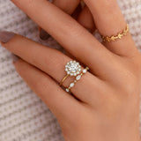 Round Cut Floral Halo Moissanite Engagement Ring