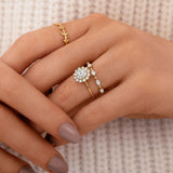 Round Cut Floral Halo Moissanite Engagement Ring