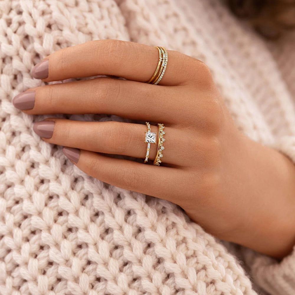 Moissanite Unique Style Colorless Princess Cut Engagement