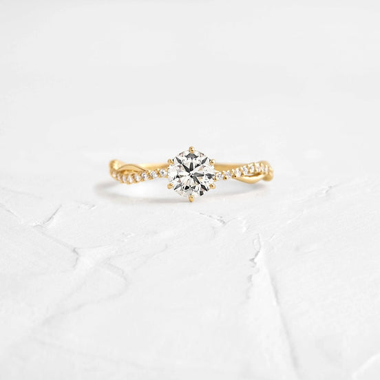 Round Cut Twisted Moissanite Engagement Ring
